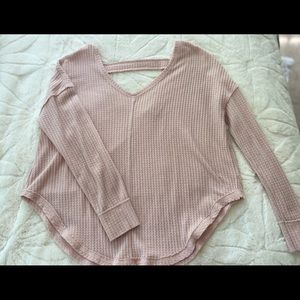 Light pink, waffle knit long sleeve